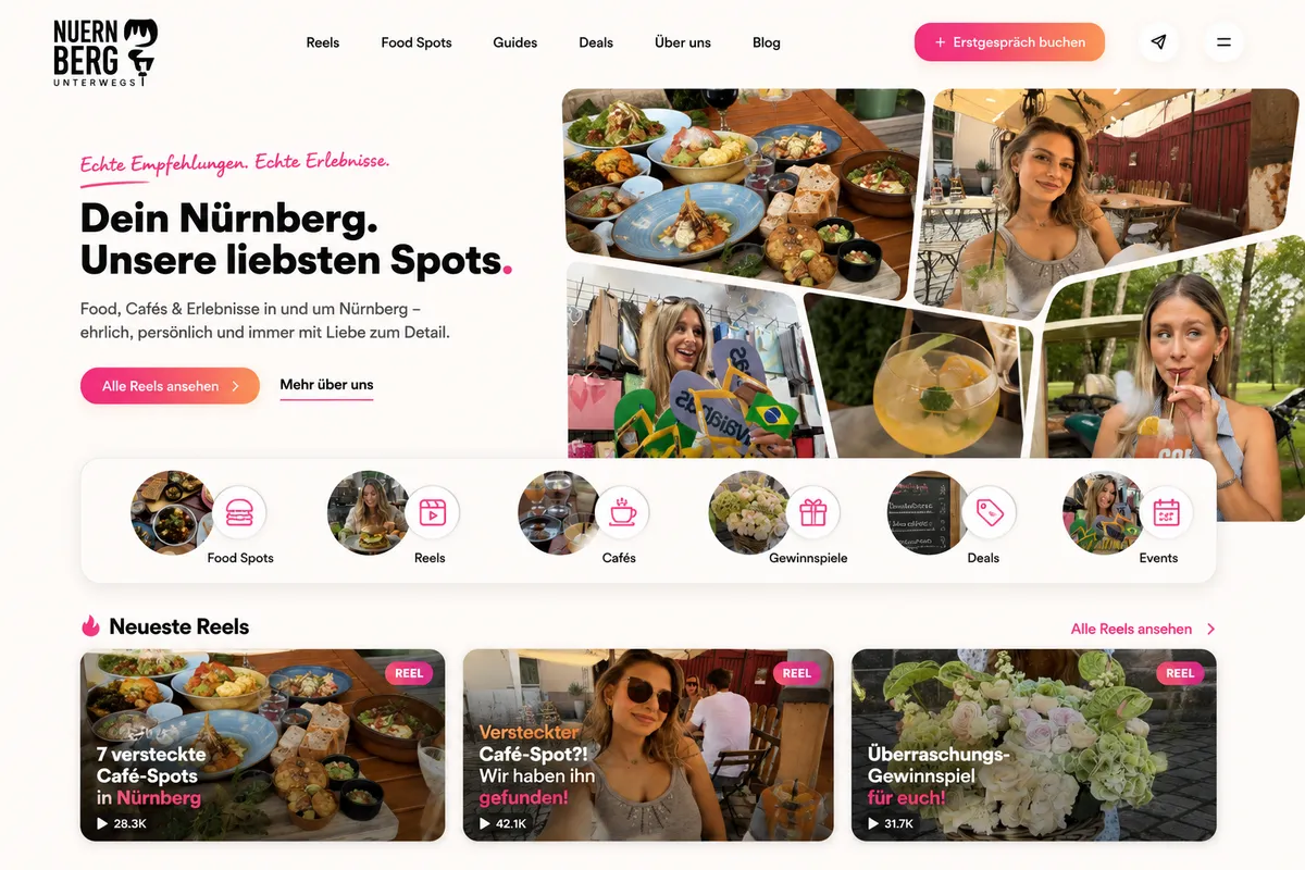 Einblick in die von RAGDOM umgesetzte Website von Nürnberg Unterwegs